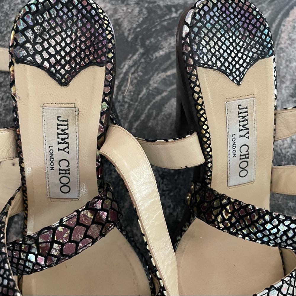 Rainbow genuine leather Jimmy Choo strappy heels